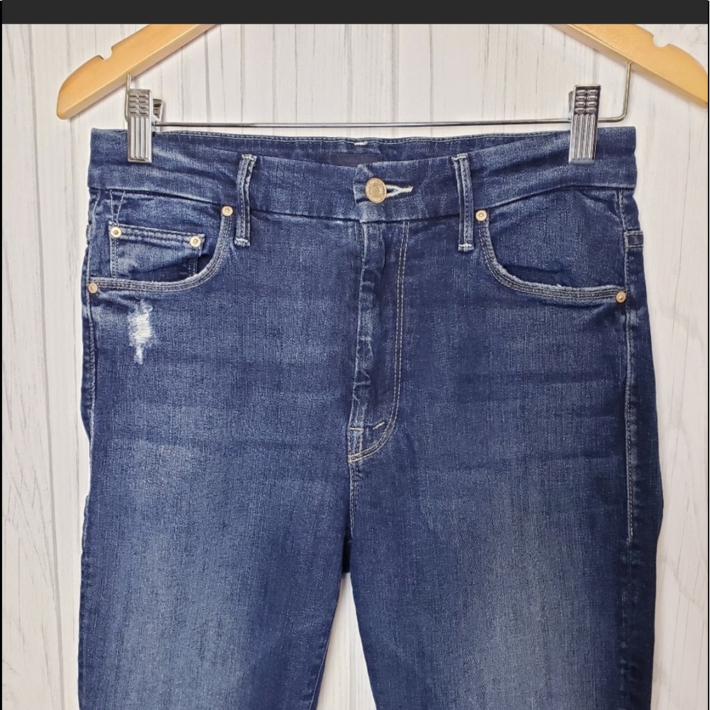 Mother Looker High Waist Frayed Ankle Skinny Jeans